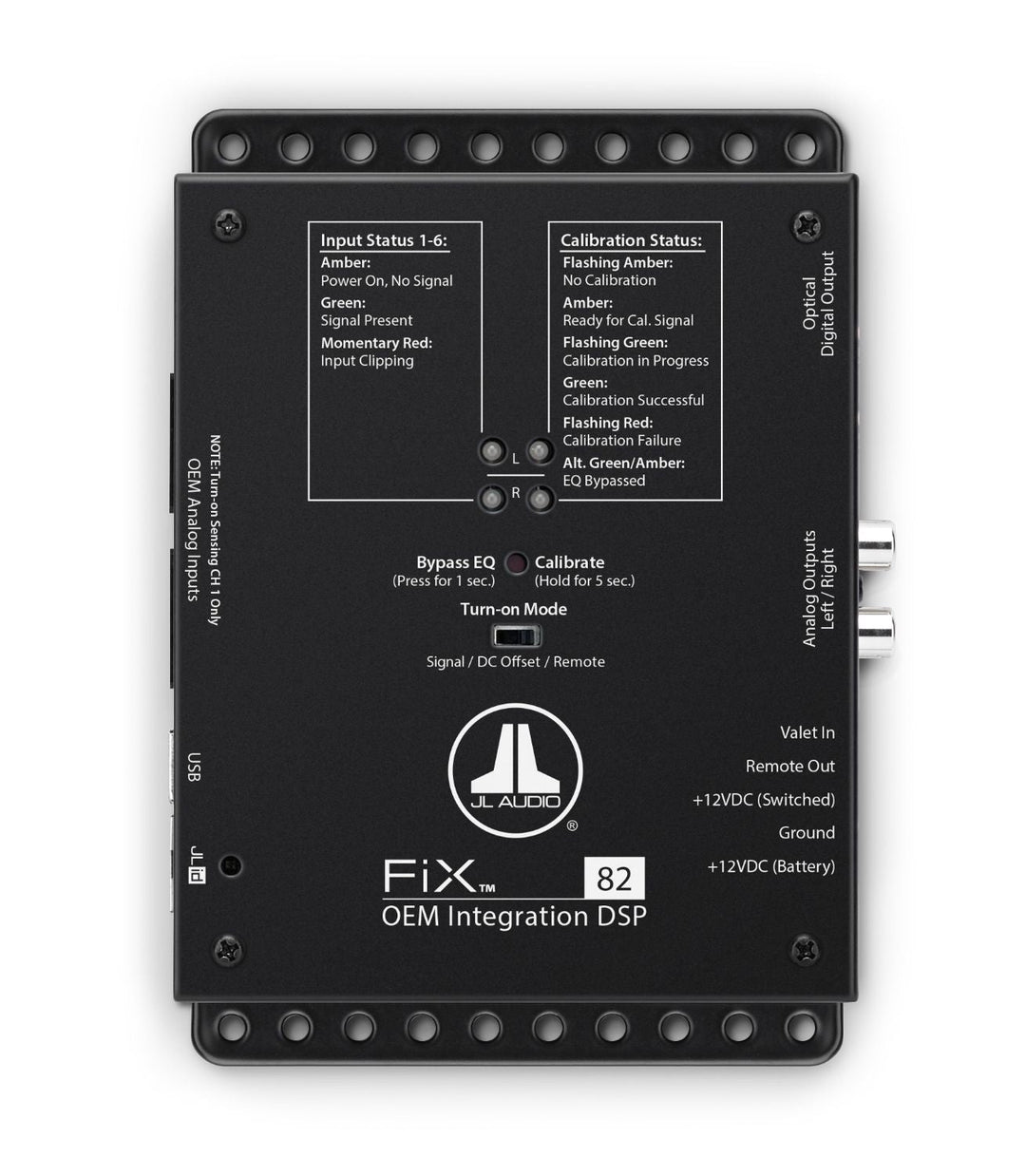 JL AUDIO Oem Integration Dsp With Automatic Time Correction &amp; Digital Eq (8-Channel Inputs/2-Channel Stereo Rca Outputs/1 Digital Optical Output) -FIX-82