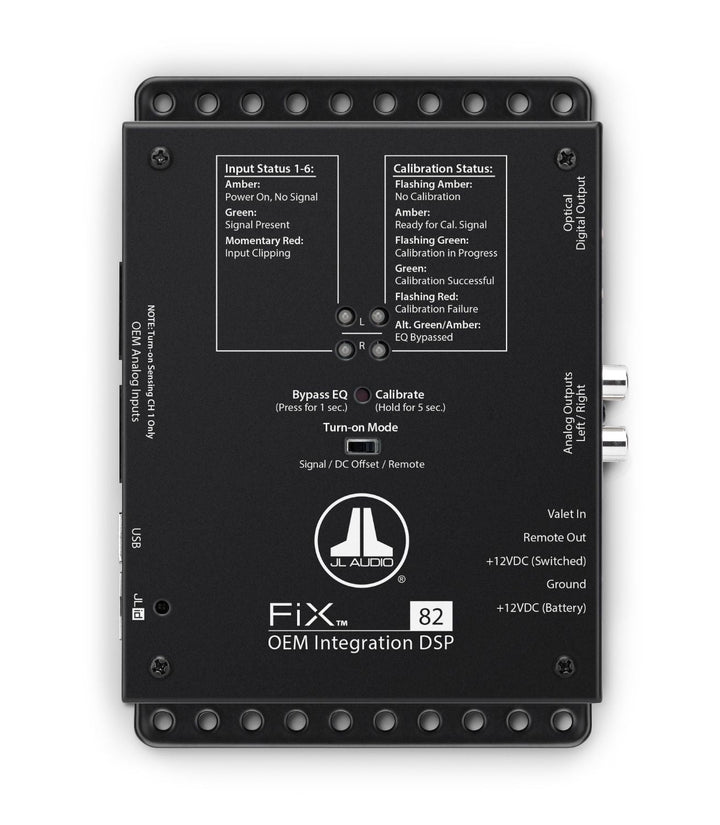 JL AUDIO Oem Integration Dsp With Automatic Time Correction &amp; Digital Eq (8-Channel Inputs/2-Channel Stereo Rca Outputs/1 Digital Optical Output) -FIX-82
