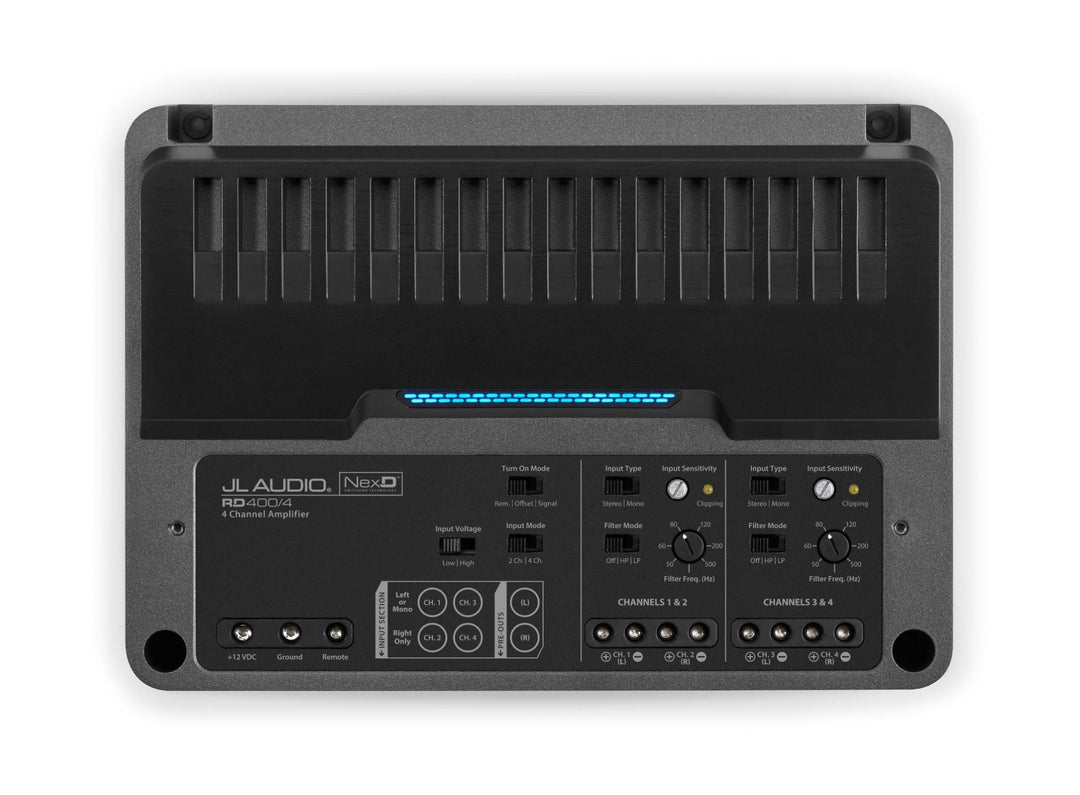 JL AUDIO 4-Channel Class D Full Range Amplifier, 100 W X 4 @ 2 Ω / 75 W X 4 @ 4 Ω – 14.4V -RD400/4