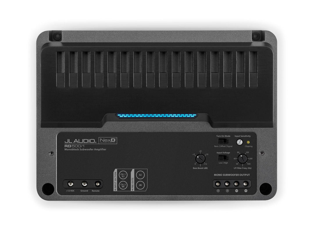 JL AUDIO Monoblock Class D Subwoofer Amplifier, 500 W X 1 @ 2 Ω / 250 W X 1 @ 4 Ω – 14.4V -RD500/1