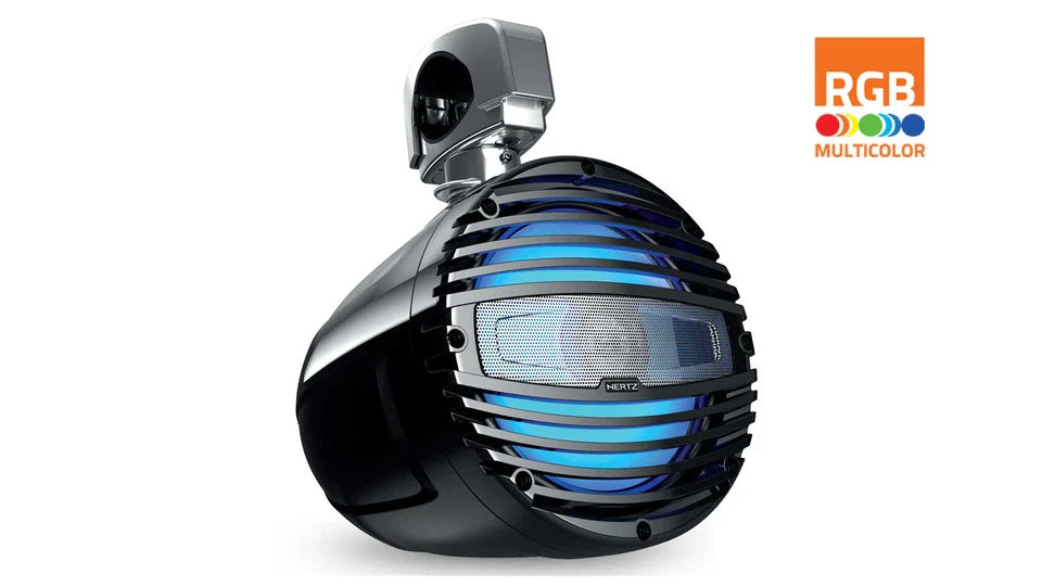 HERTZ Marine 8" (200Mm) 2-Way Rgb Black Clamp Tower Coaxial Speaker - Single (Htx 8 M-Cl-C)