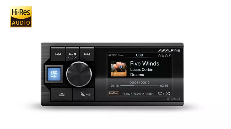 ALPINE Hi-Res Audio Digital Media Player With Bluetooth Audio And Dual Usb - UTX-M08S